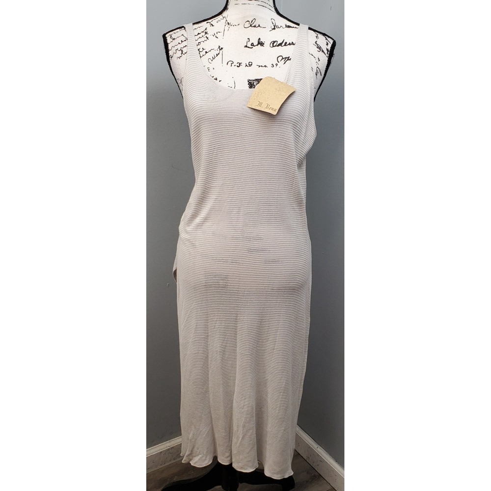 M. Rena Bella U Knitted Maxi Dress Womens M Gray Sleeveless Scoop Neck Side Slit